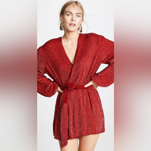 Retrofete Dresses & Skirts - RETROFETE red sequin robe dress size small